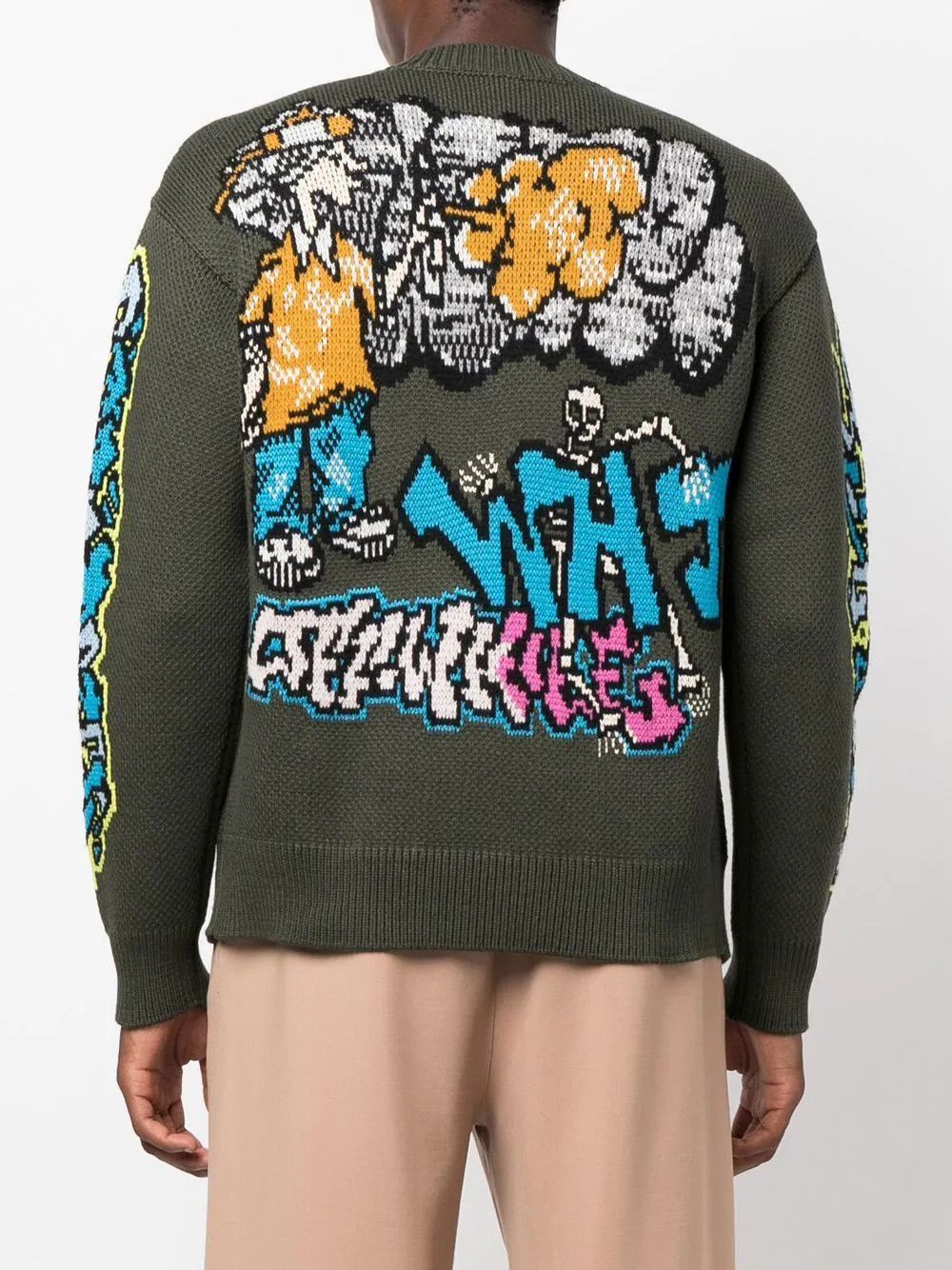 Off-White o1gr1nt1124 Graffiti Pupp Chunky Knit Crewneck Sweater Size US S / EU 44-46 / 1 - 2 Thumbnail