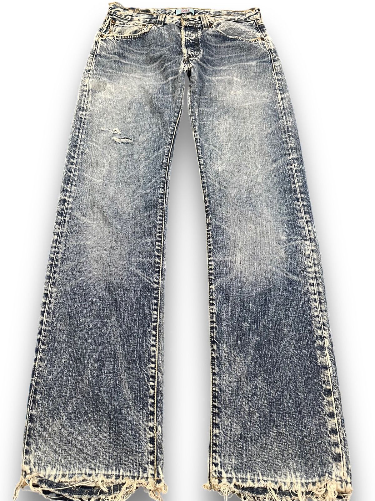 Vintage Levi’s 501 Whiskers Ripped Worn Look Denim