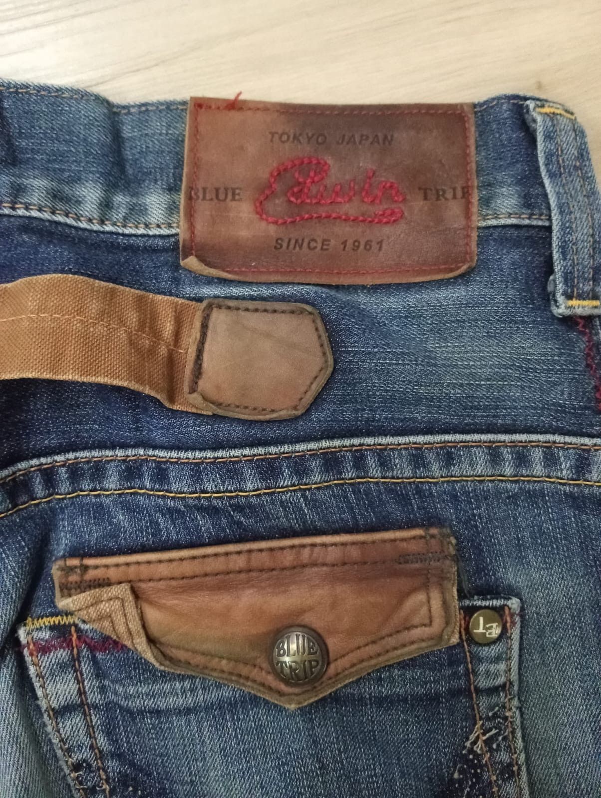 Edwin × Japanese Brand Flared Edwin Blue Trip distressed twist leg Size US 33 - 5 Thumbnail