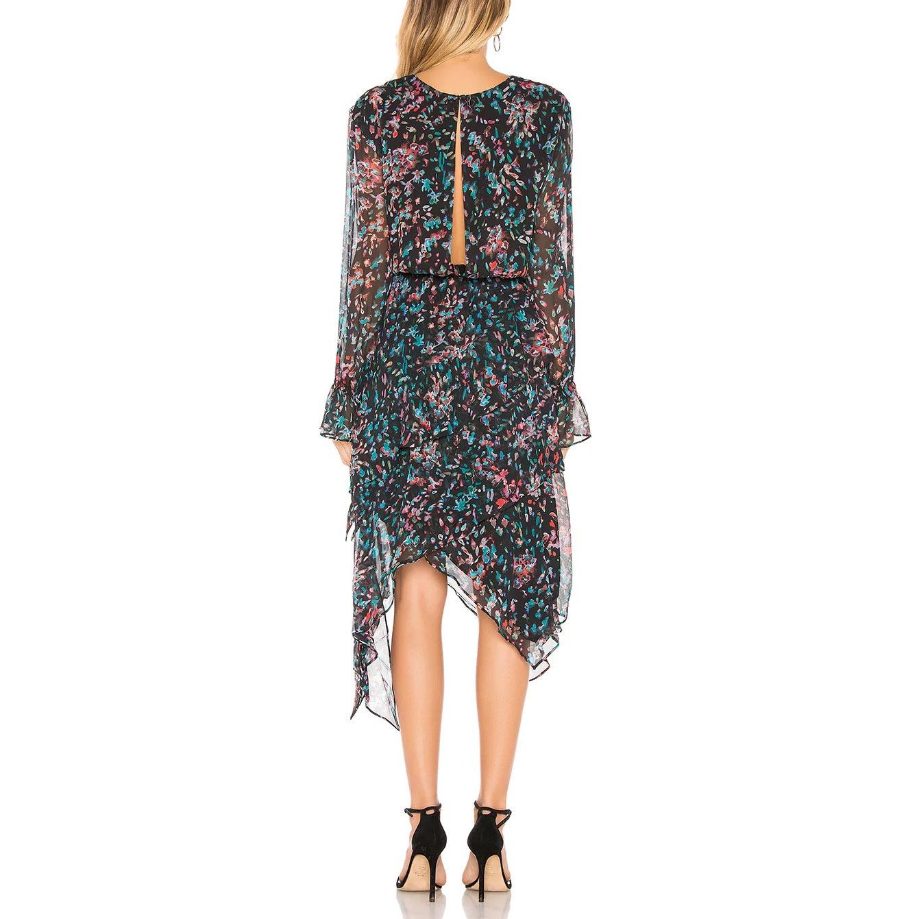 Iro IRO Blank Dress Black Floral Print Size L / US 10 / IT 46 - 4 Thumbnail