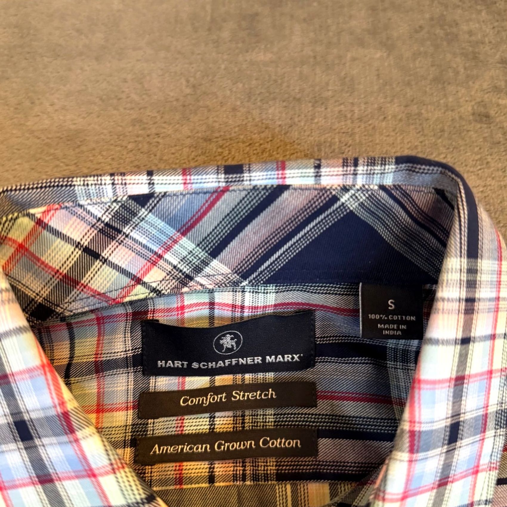 Hart Schaffner Marx Hart Schaffner Marx Mens Small Navy Plaid Button-Up Shirt NEW Size US S / EU 44-46 / 1 - 3 Thumbnail