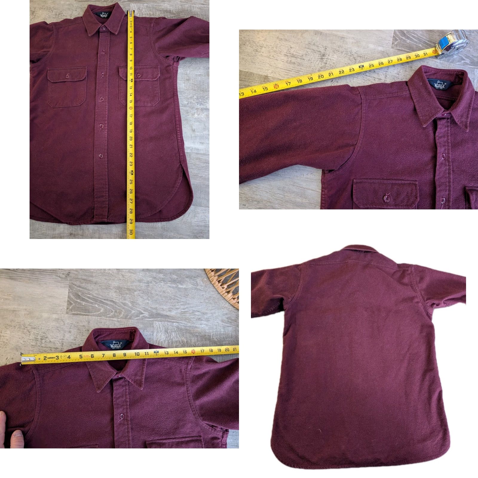 Vintage VINTAGE Woolrich Shirt Mens Button-Up 80s 90s Chamois Red Burgundy S/M Solid Cotton Flannel Pockets Casual Winter Fall Spring USA VGUC Size US S / EU 44-46 / 1 - 8 Thumbnail