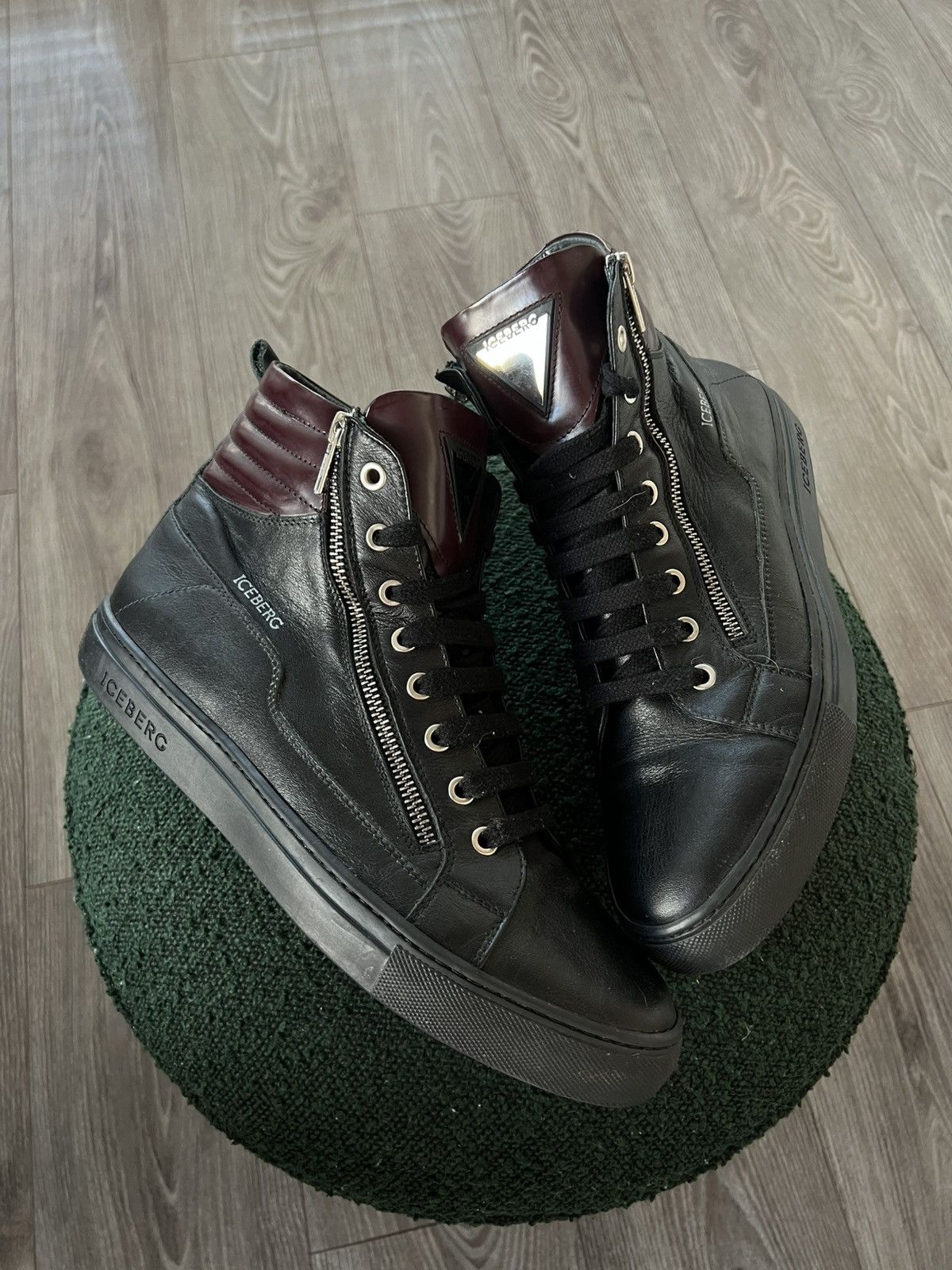 Iceberg RRP:450€‼️Luxury Iceberg Double Zip Leather Metal Logo Boot Size US 9 / EU 42 - 7 Thumbnail