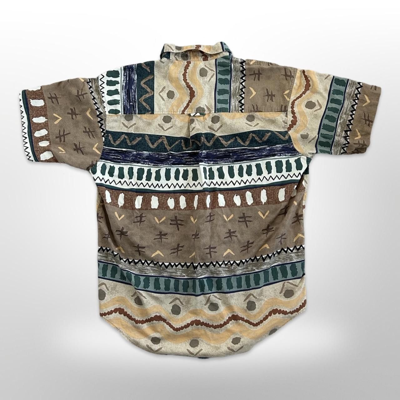 Chaps × Polo Ralph Lauren × Vintage Vintage 90s Chaps Ralph Lauren Aztec Print Button Up Shirt Size US L / EU 52-54 / 3 - 3 Thumbnail