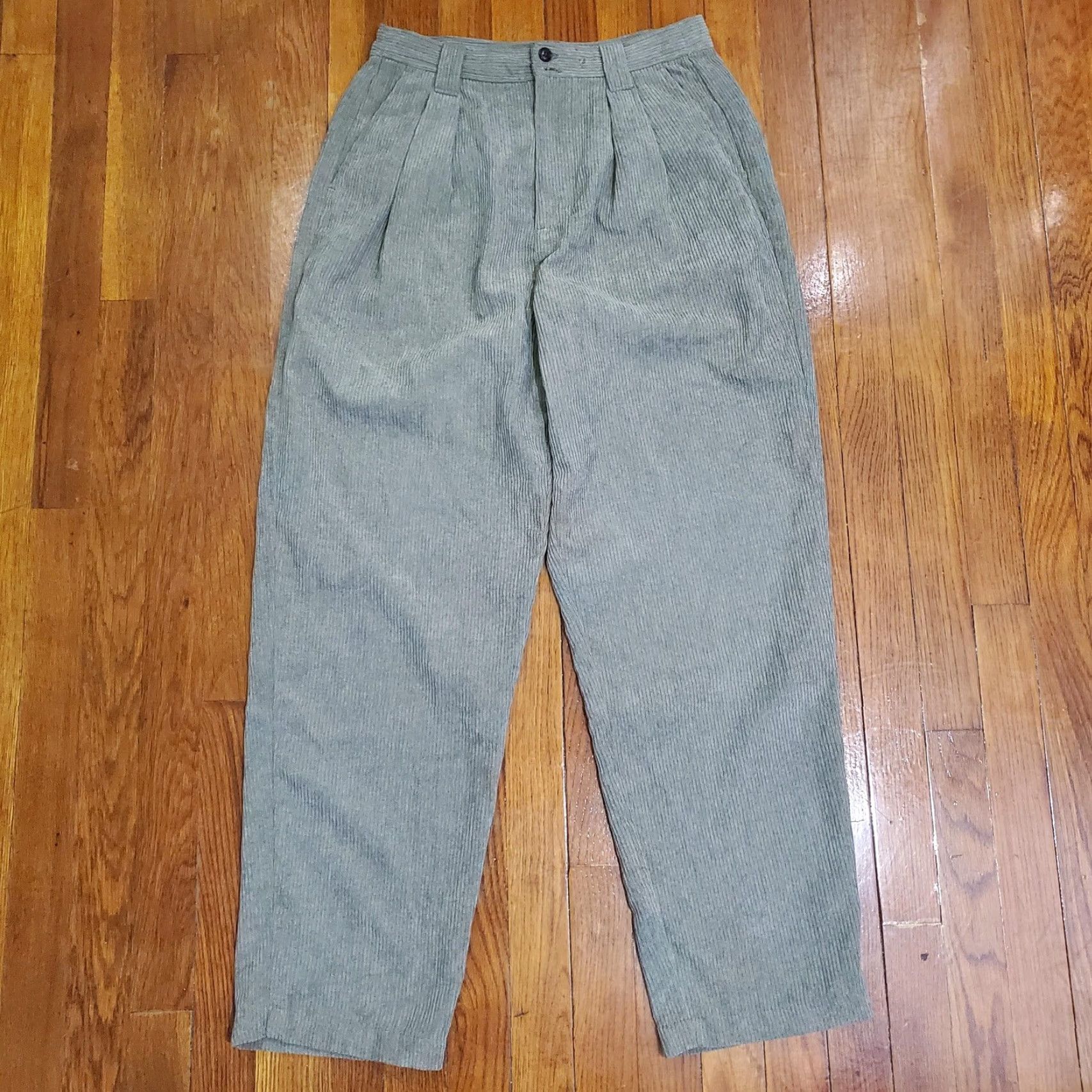 Madewell Madewell Pants Womens 4 Green Corduroy Pleated High Waist Tapered Dress Trousers Size 27" / US 4 / IT 40 - 4 Thumbnail