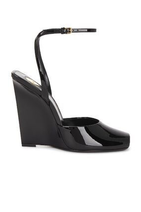 Saint Laurent Paris la scandale wedges in patent leather black Size US 7 / IT 37 - 1 Thumbnail