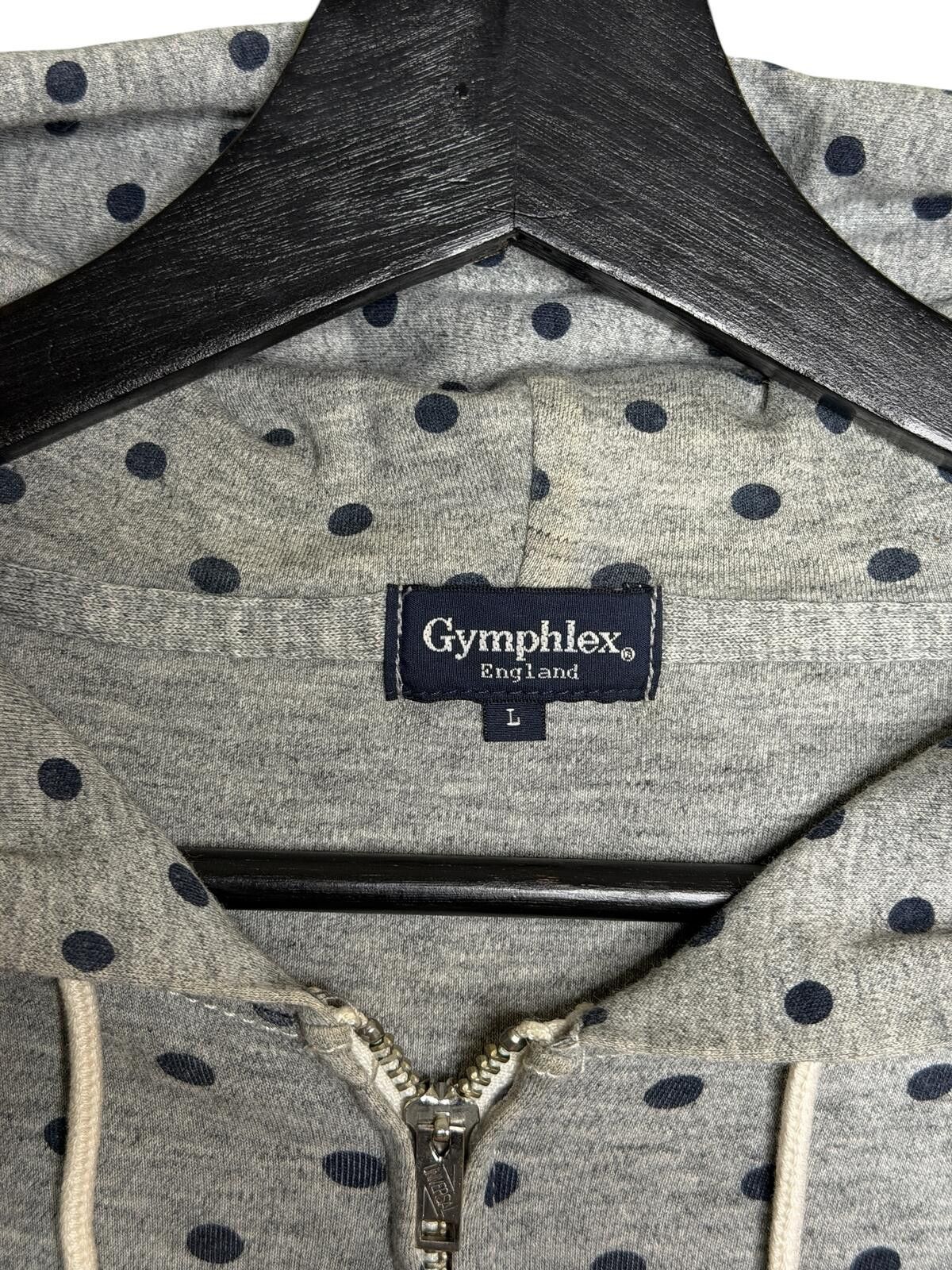 Japanese Brand Gymphlex Polka Dot Zip Hoodie Grey Navy L Japanese brand Size US S / EU 44-46 / 1 - 6 Thumbnail