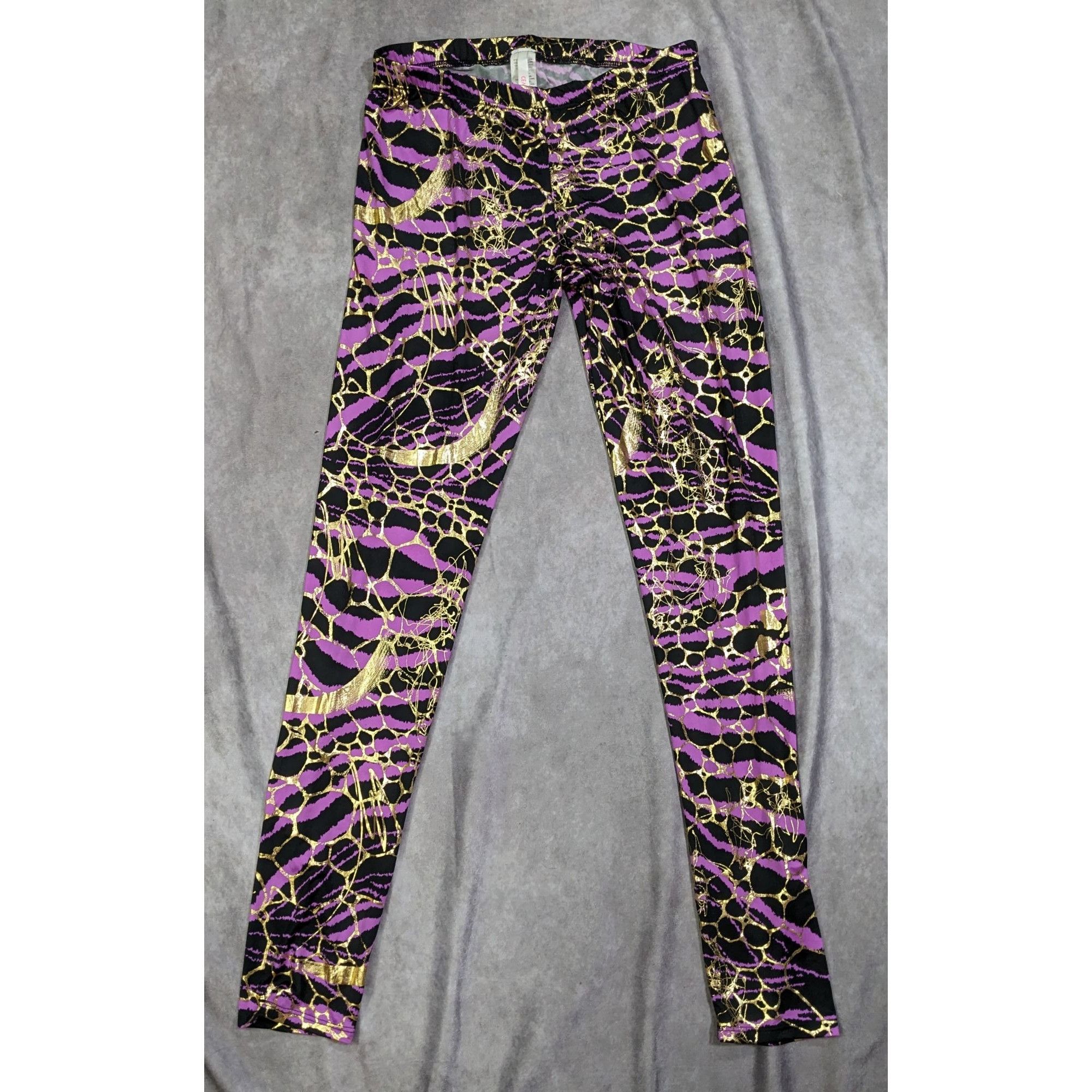 Other Purple Zebra Gold Accent Leggings by Cemi Ceri Size 27" / US 4 / IT 40 - 4 Thumbnail