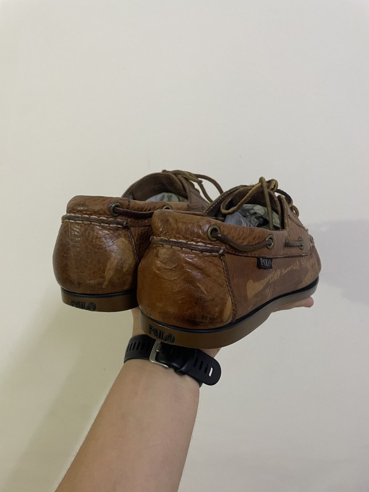 Polo Ralph Lauren VINTAGE POLO RALPH LAUREN LEATHER BOAT SHOES Size US 9 / EU 42 - 3 Thumbnail