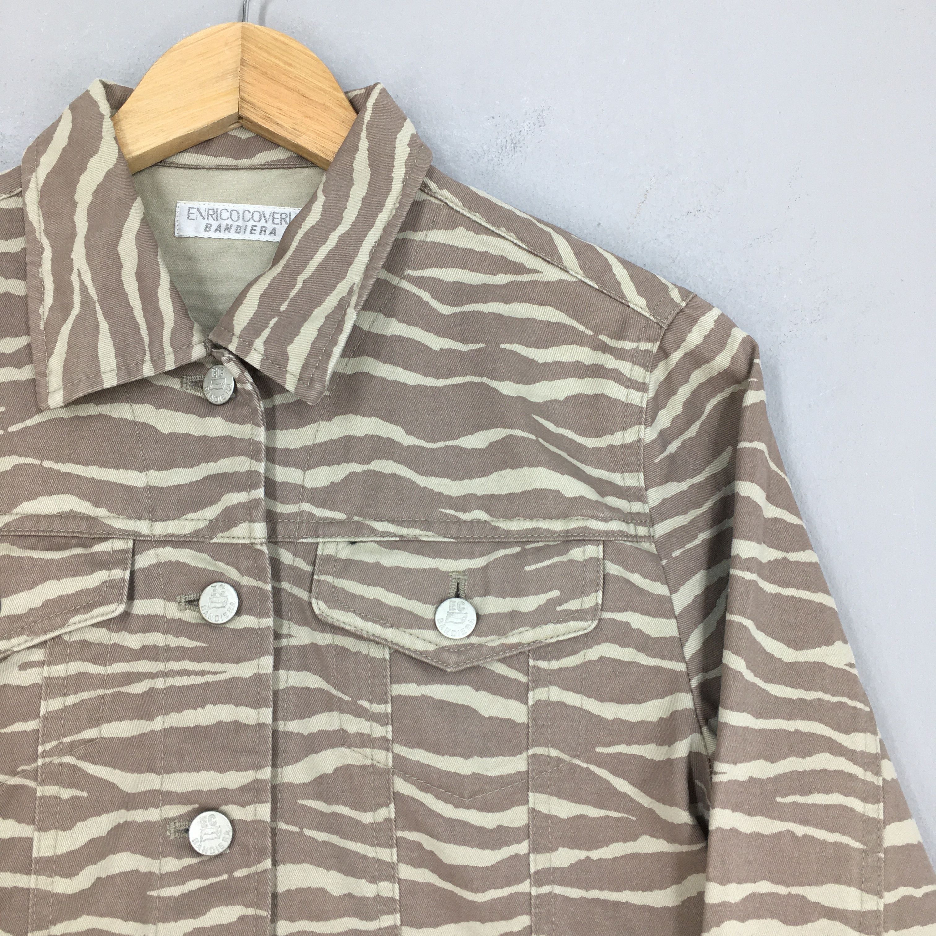 Emporio Armani × Enrico Coveri Enrico Coveri Bandiera Tiger Stripes Trucker Jacket Medium Size M / US 6-8 / IT 42-44 - 2 Thumbnail