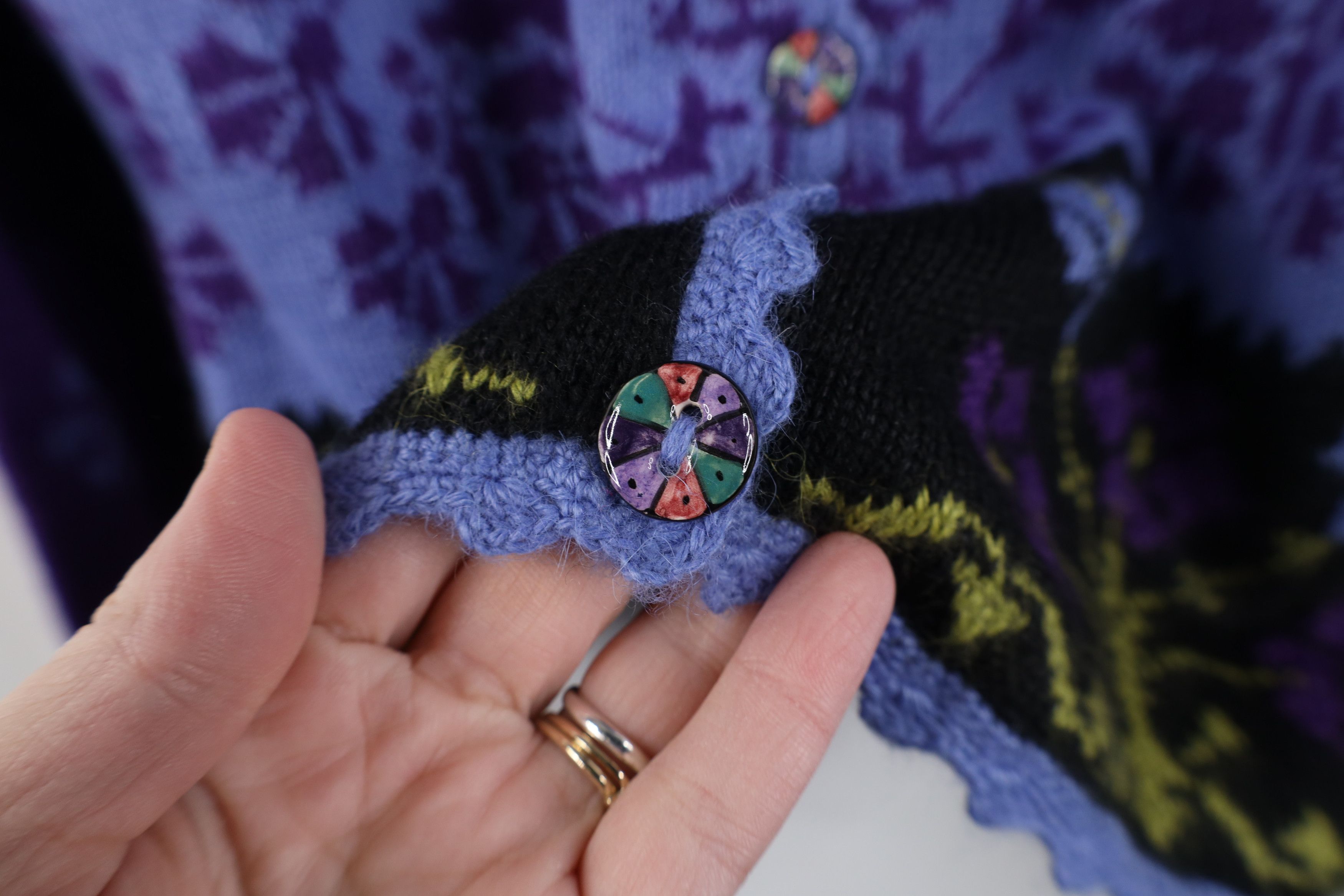 Vintage Vintage 90s Streetwear Blend Flower Knit Cardigan Sweater Size M / US 6-8 / IT 42-44 - 4 Thumbnail