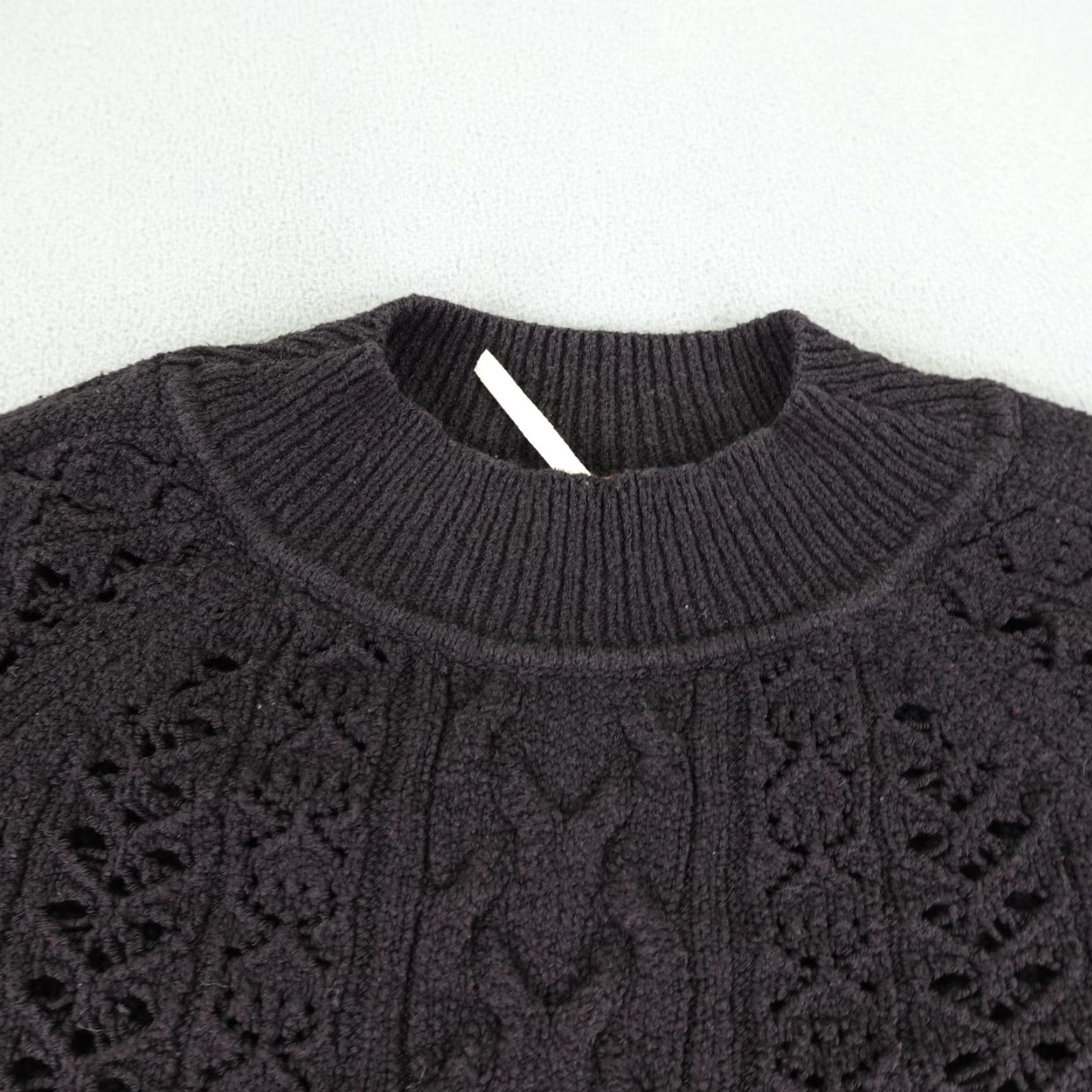 Free People Free People Sweater Small Black Boho Open Cable Knit Tunic Top Pullover Womens Size S / US 4 / IT 40 - 2 Thumbnail