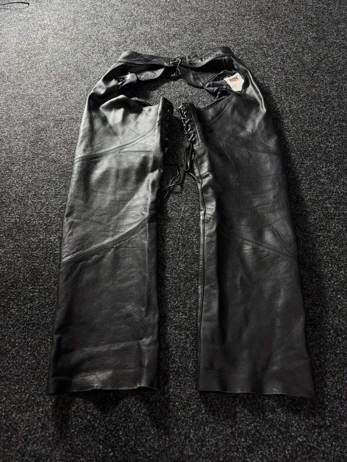 Leather Vintage 90s IXS 1990's Leather Moto Racing pants Chaps Size US 32 / EU 48 - 6 Thumbnail