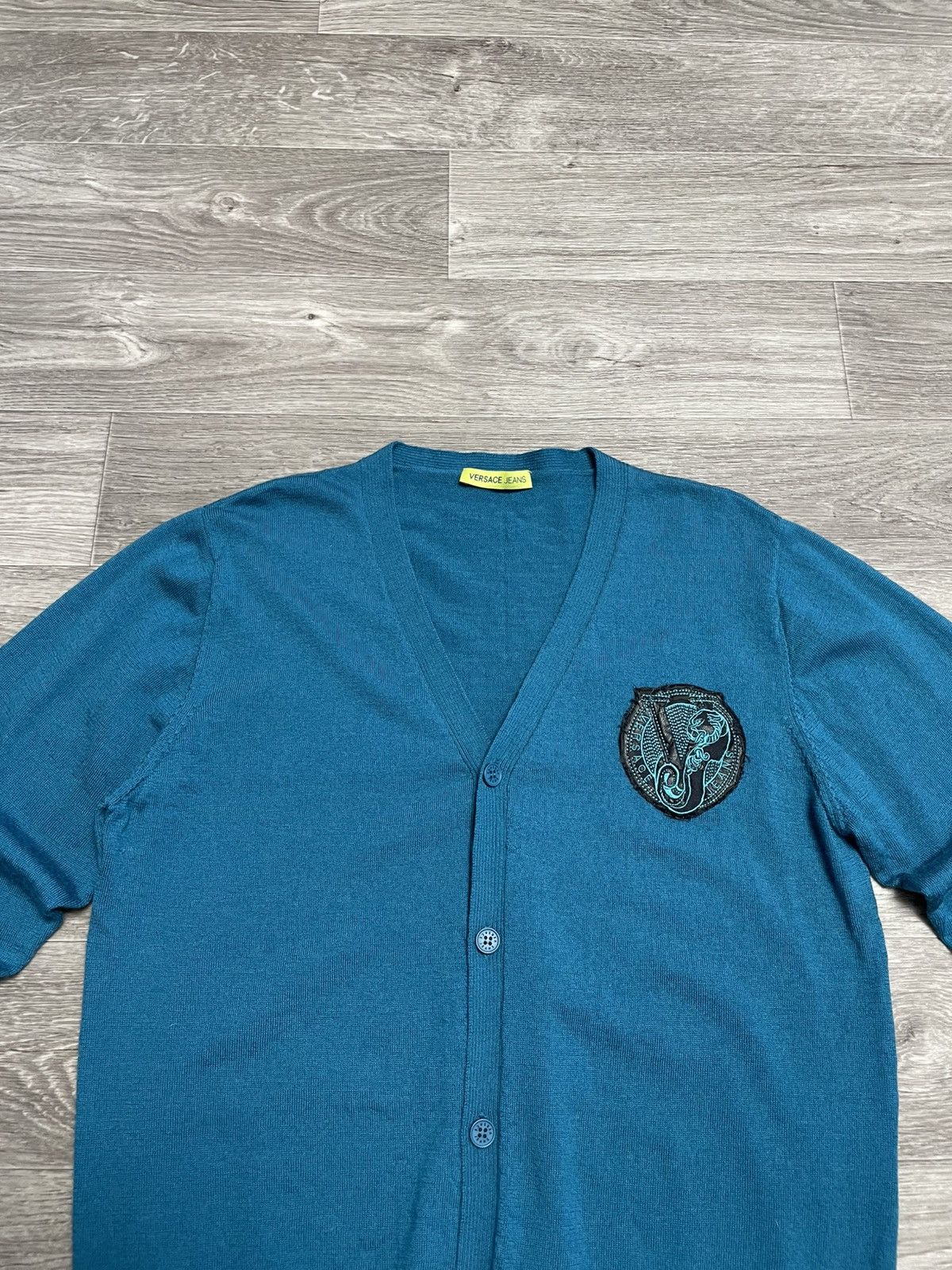 Versace Jeans Couture Vintage Versace Jeans Patch Logo Wool Cardigan Size US XL / EU 56 / 4 - 2 Thumbnail