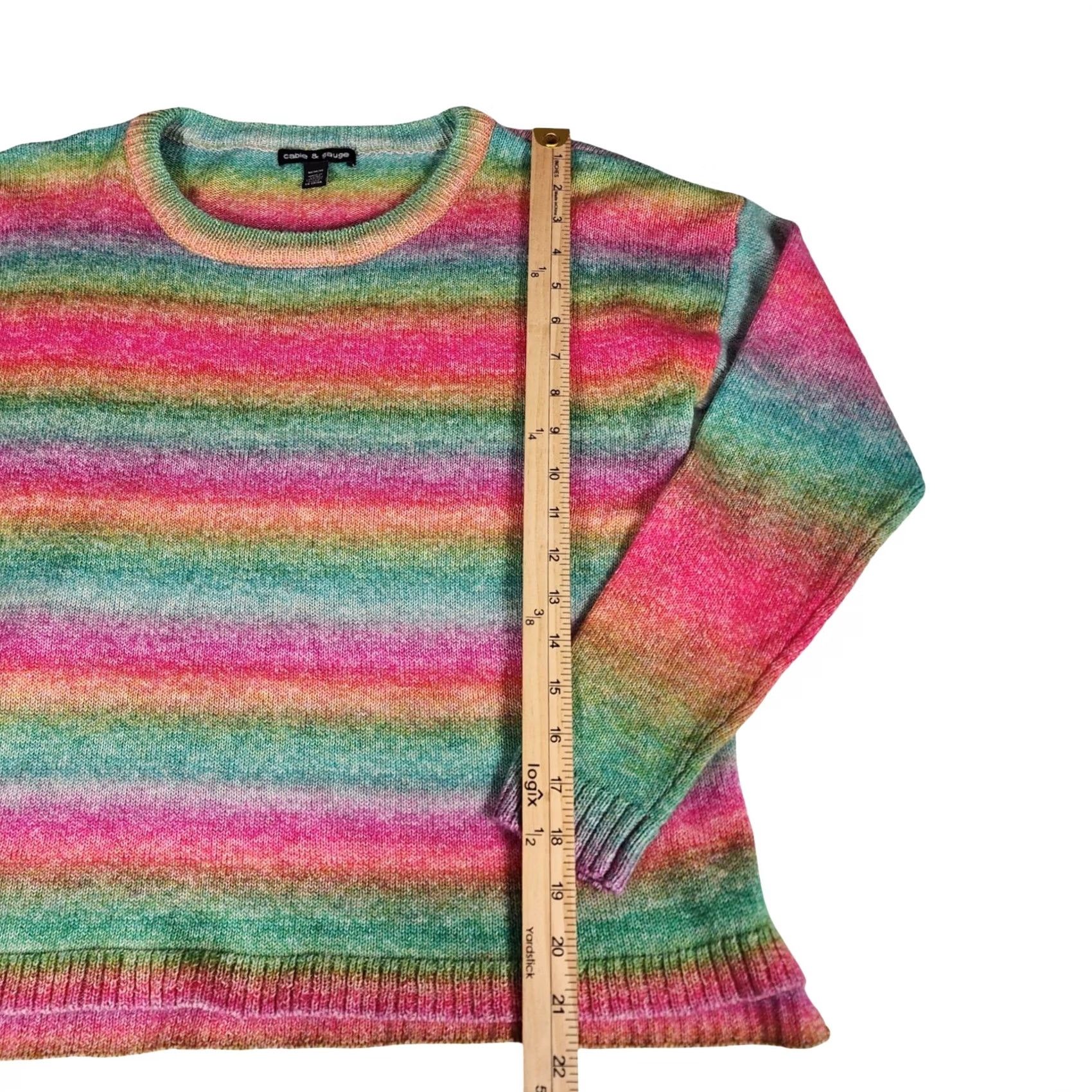 Vintage Cable & Gauge Sweater Womens M Rainbow Striped Space Dye Crewneck Multi Size M / US 6-8 / IT 42-44 - 4 Thumbnail