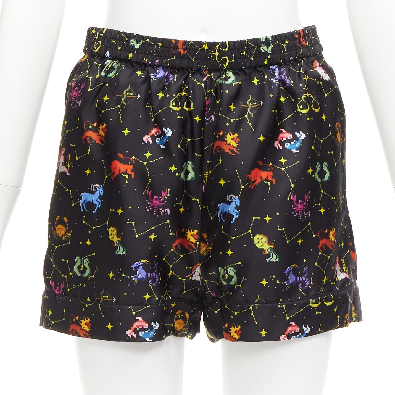 Dior DIOR Lucky Dior 100% silk black colorful astrology cuffed boxer shorts FR32 XXS Size 25" / US 0 / IT 36 - 1 Thumbnail
