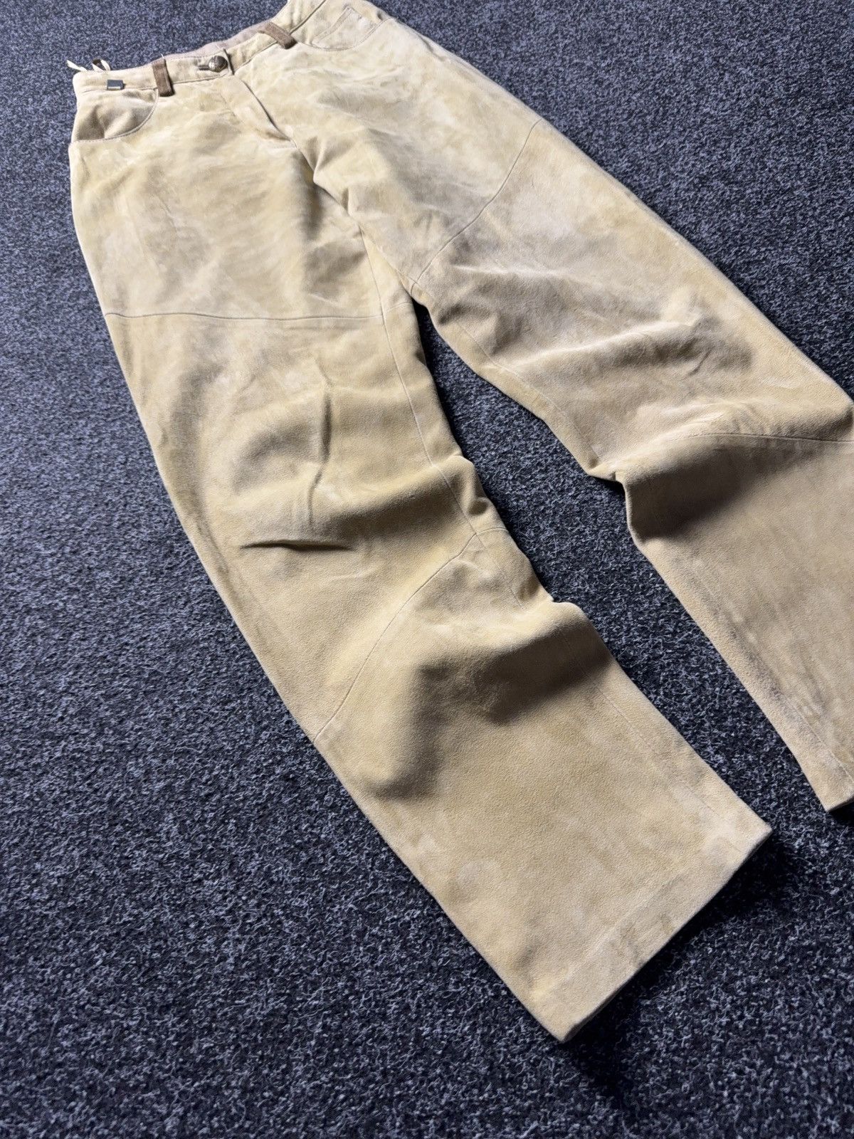 Genuine Leather Vintage 90s Western USA Soln Beige Suede Leather Pants EU38 Size 28" / US 6 / IT 42 - 2 Thumbnail