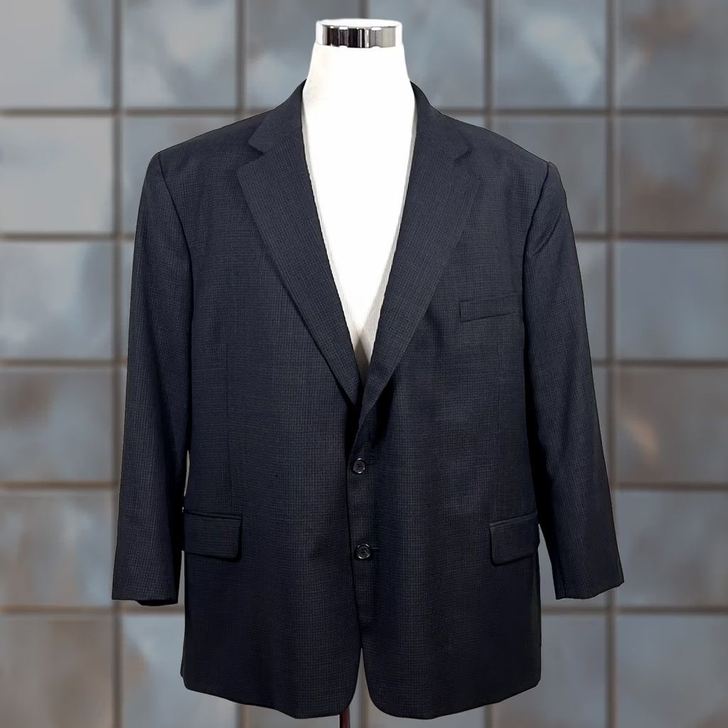 Jack Victor Jack Victor Sport Coat 56R Lennox Wool Gray Plaid Two-Button Double-Vented Mens Big & Tall Jacket Coat Size US XS / EU 42 / 0 - 1 Thumbnail