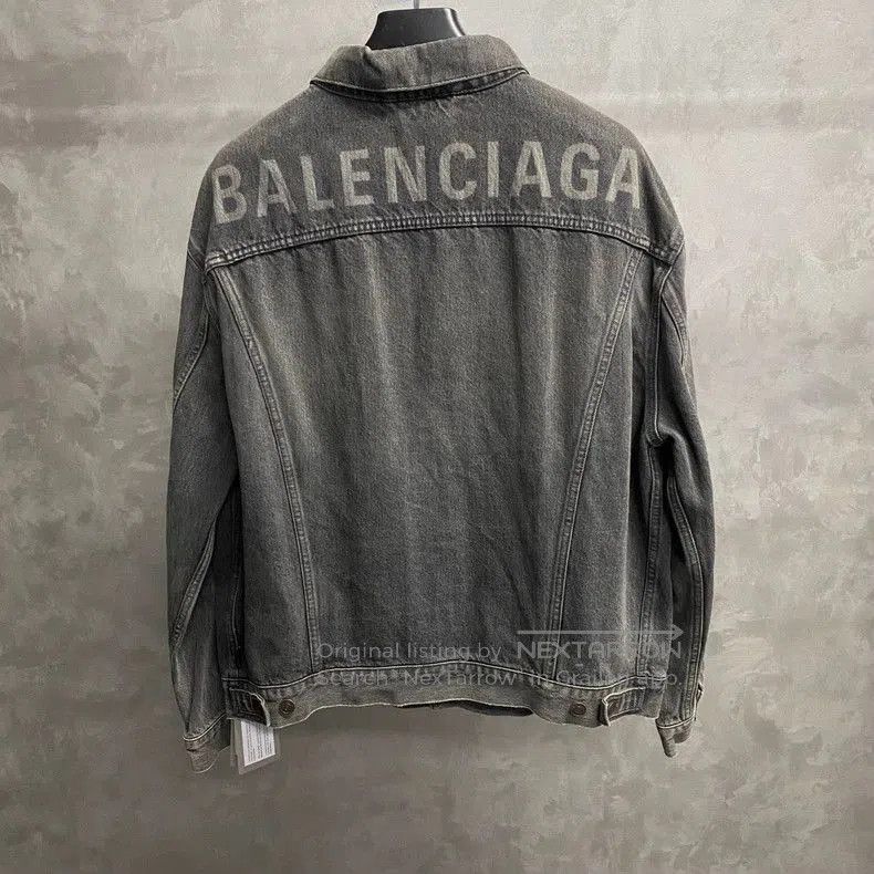 Balenciaga Balenciaga Black Gray Logo Denim Jacket. Size US M / EU 48-50 / 2 - 1 Thumbnail