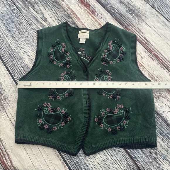 Other Vintage Christopher & Banks Hand Embroidered Forest Green Kn Size L / US 10 / IT 46 - 6 Thumbnail