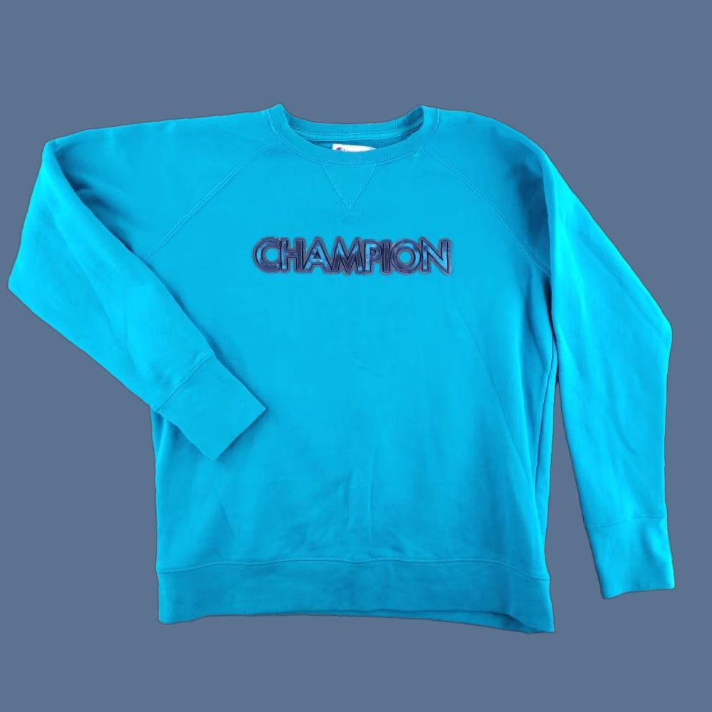 Champion Champion Sweatshirt Mens Large Blue Pullover Crewneck Logo Summer Script Comfort Regular Fit Size US L / EU 52-54 / 3 - 1 Thumbnail