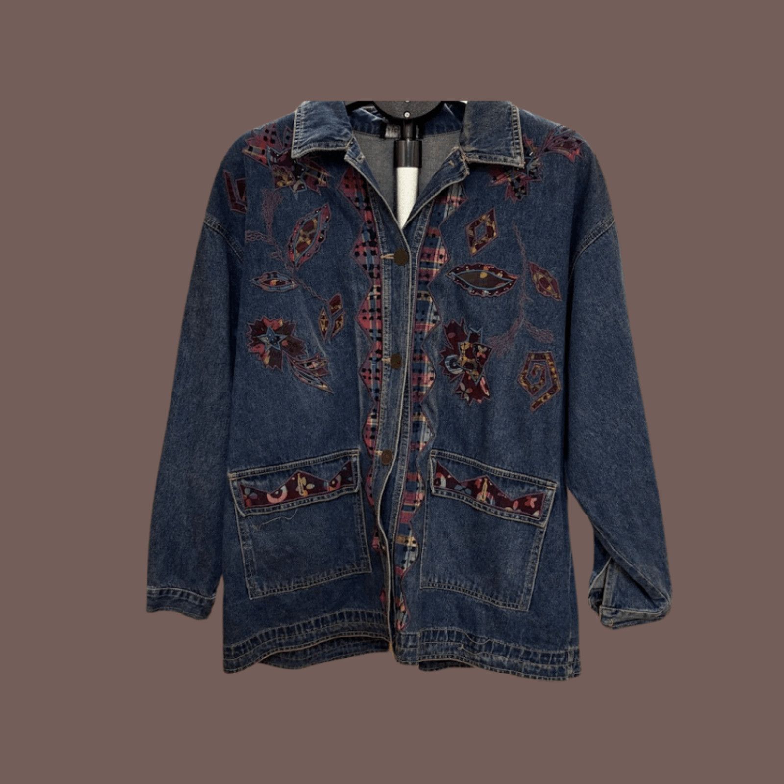 Vintage VTG Patchwork Jacket | Carole Little Denim | 90s Artsy Layer Size XL / US 12-14 / IT 48-50 - 1 Thumbnail