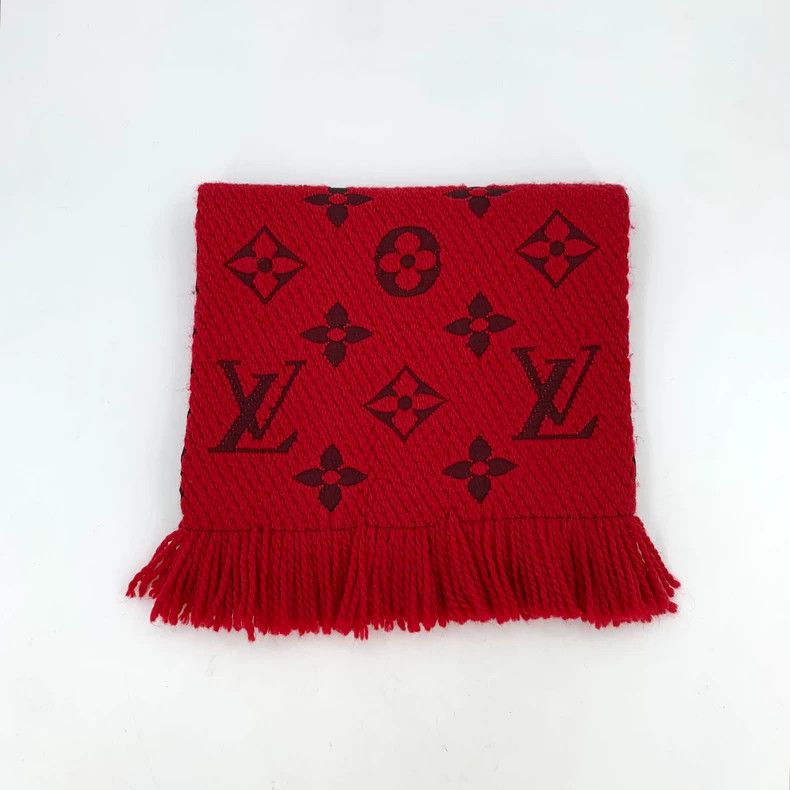 Louis Vuitton Louis Vuitton Red logo jacquard printed wool tassel scarf Size ONE SIZE - 1 Thumbnail