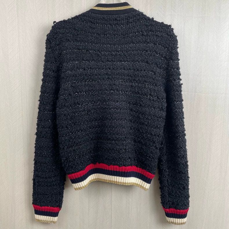 Gucci GucciBlack striped pearl buckle long-sleeved knitted cardig Size M / US 6-8 / IT 42-44 - 3 Thumbnail