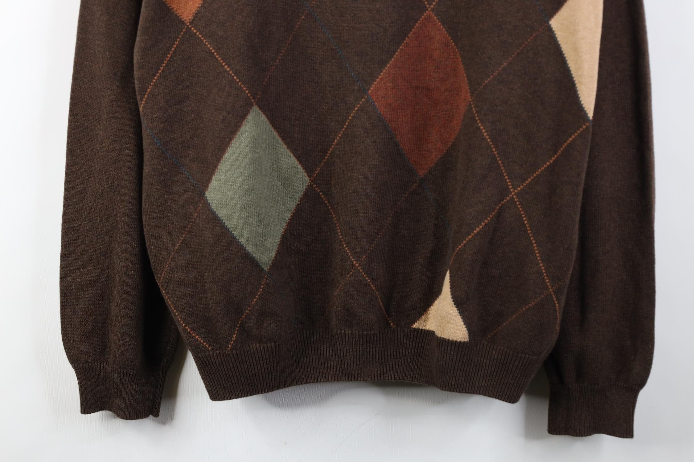 Vintage Vintage 90s Streetwear Diamond Knit Golf V-Neck Sweater Size US M / EU 48-50 / 2 - 3 Thumbnail