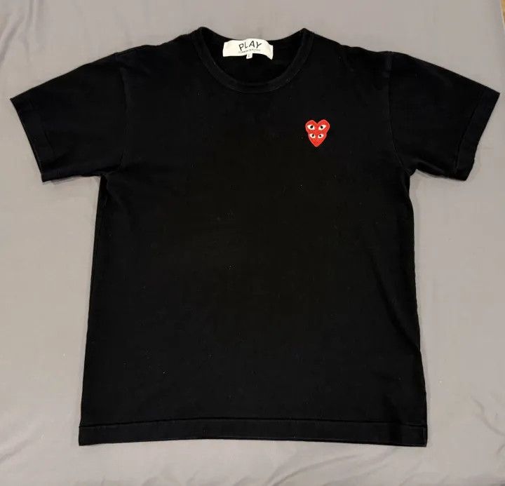 Comme des Garcons PLAY Comme des Garcons Play Double Peeping Hearts Black T-Shirt Size US M / EU 48-50 / 2 - 1 Thumbnail
