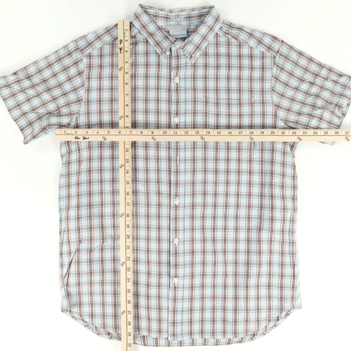 Vintage Columbia Shirt Blue Men's L Button Down Gingham Regular Fit Cotton Short Sleeve Size US L / EU 52-54 / 3 - 3 Thumbnail