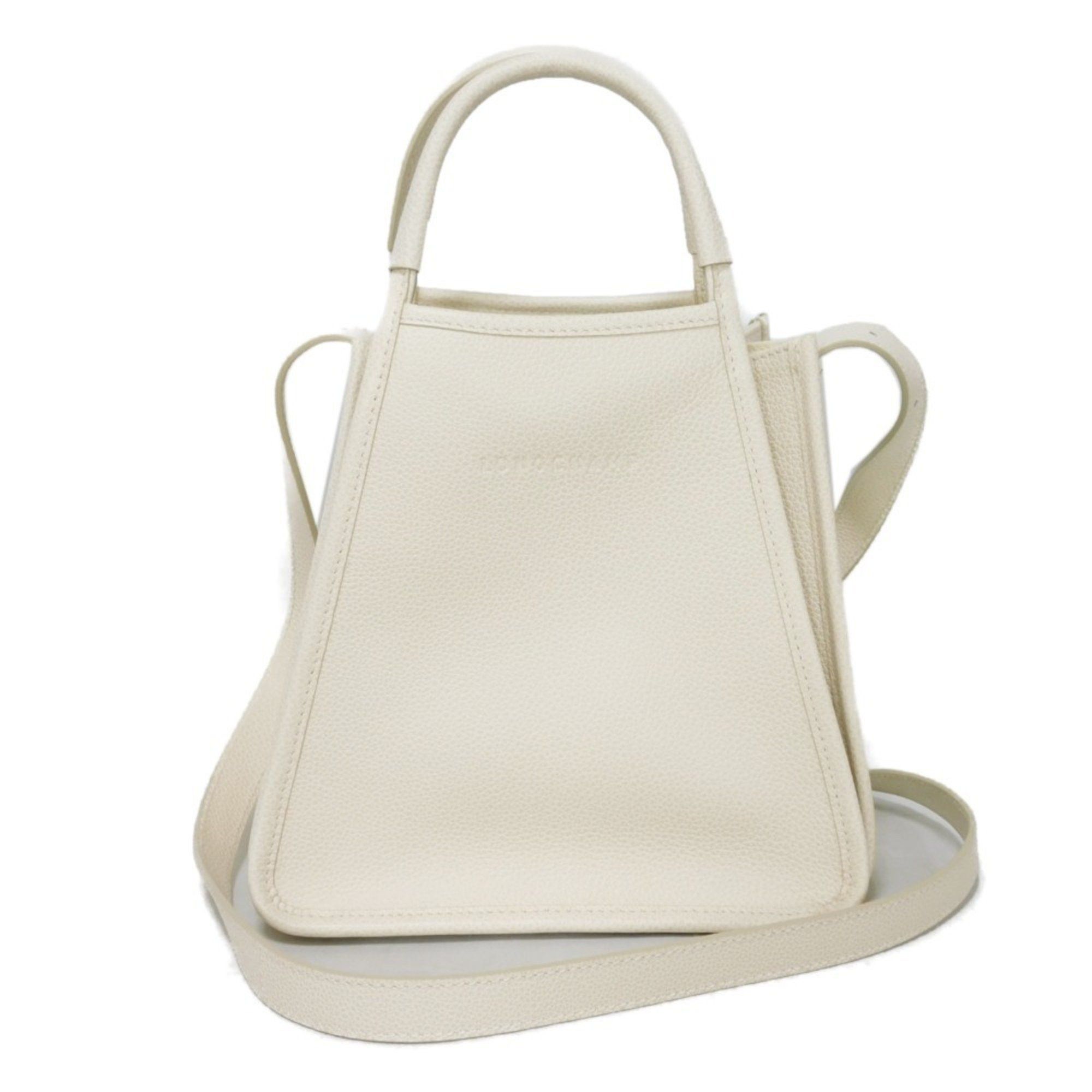 Longchamp Handbag Le Flone S Ivory Shoulder Bag Embossed Papier 10233021555 Women's in White
