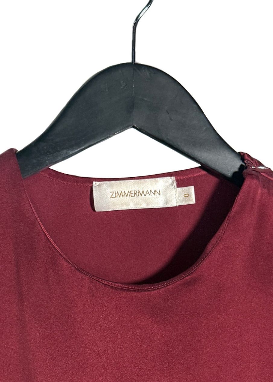 Zimmermann Zimmermann Burgundy Red Washed Silk Ruffle Mini Dress - 0 US Size S / US 4 / IT 40 - 5 Thumbnail