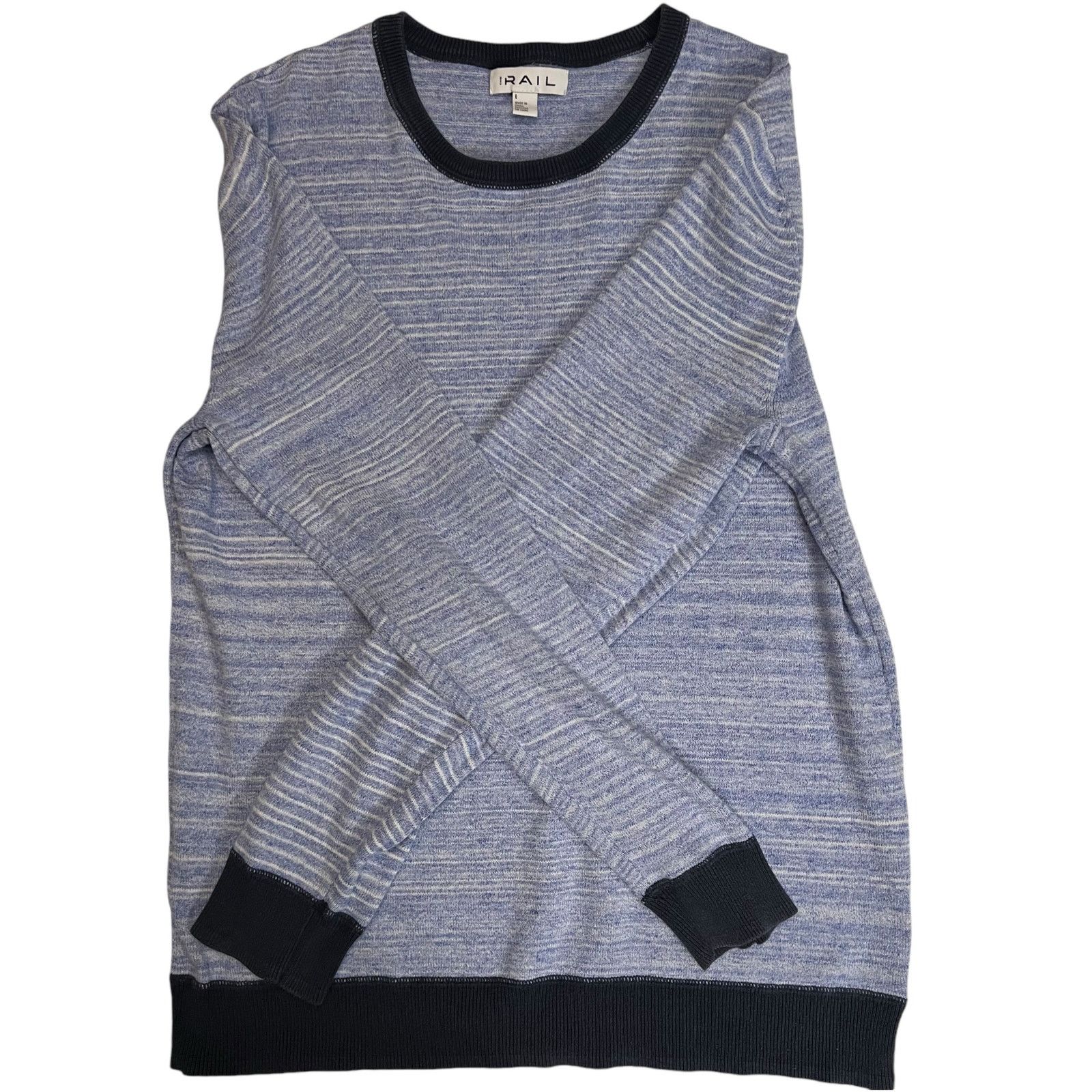 The Rail The Rail Men’s Crewneck Sweater - Blue Striped - Size Large Size US L / EU 52-54 / 3 - 7 Thumbnail