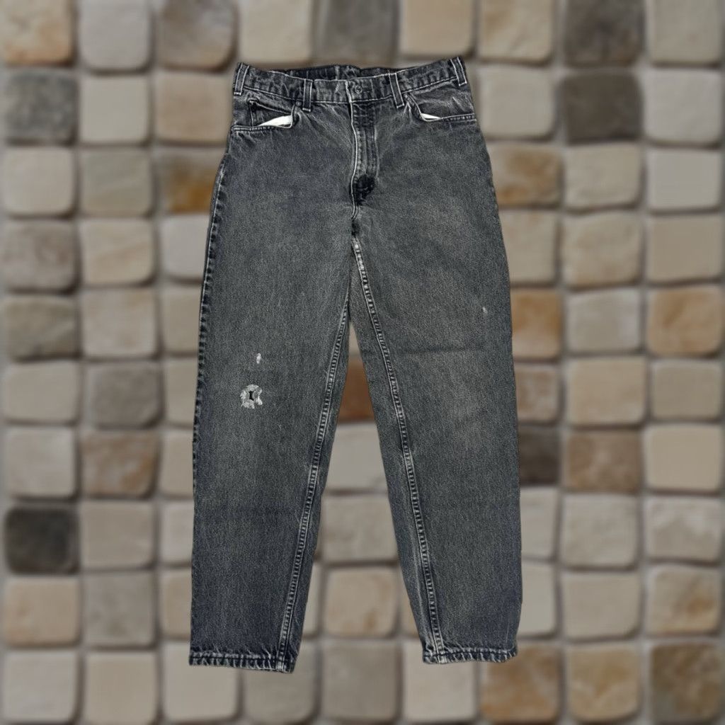 Levi's VINTAGE Levi's 550 Jeans Mens 33 Black Denim Relaxed Fit 90s Orange Tab 30x29 Levi's 500 Series 5-Pocket Design Jeans Men Black 90s Size US 33 - 1 Thumbnail