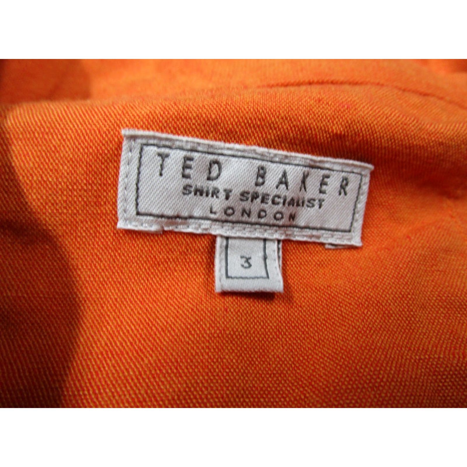 Ted Baker TED BAKER Shirt Mens 3 Medium Orange Linen Blend Button-Up Short Sleeve Camp Casual Workwear Vintage: No? Size US M / EU 48-50 / 2 - 2 Thumbnail