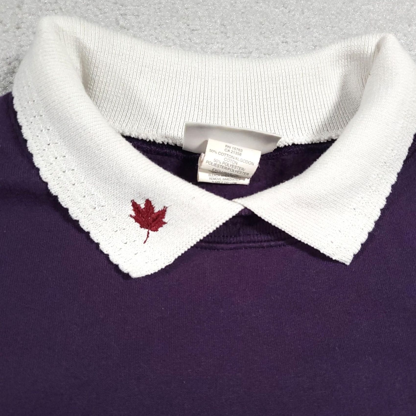 Vintage Day Breeze Sweater Womens XL Purple Embroidered Leaves Mock Collar Pullover Fall Size XL / US 12-14 / IT 48-50 - 3 Thumbnail