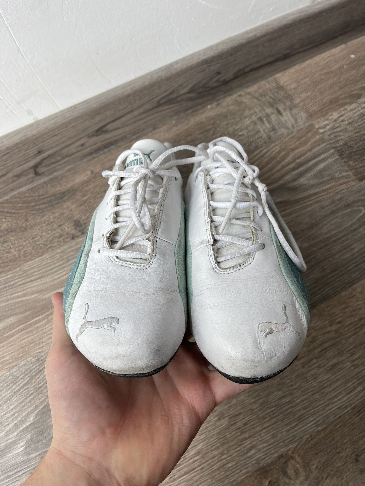 Puma × Vintage vintage puma speed cat racing sneakers sz 7 white/blue woman Size US 7 / IT 37 - 4 Thumbnail