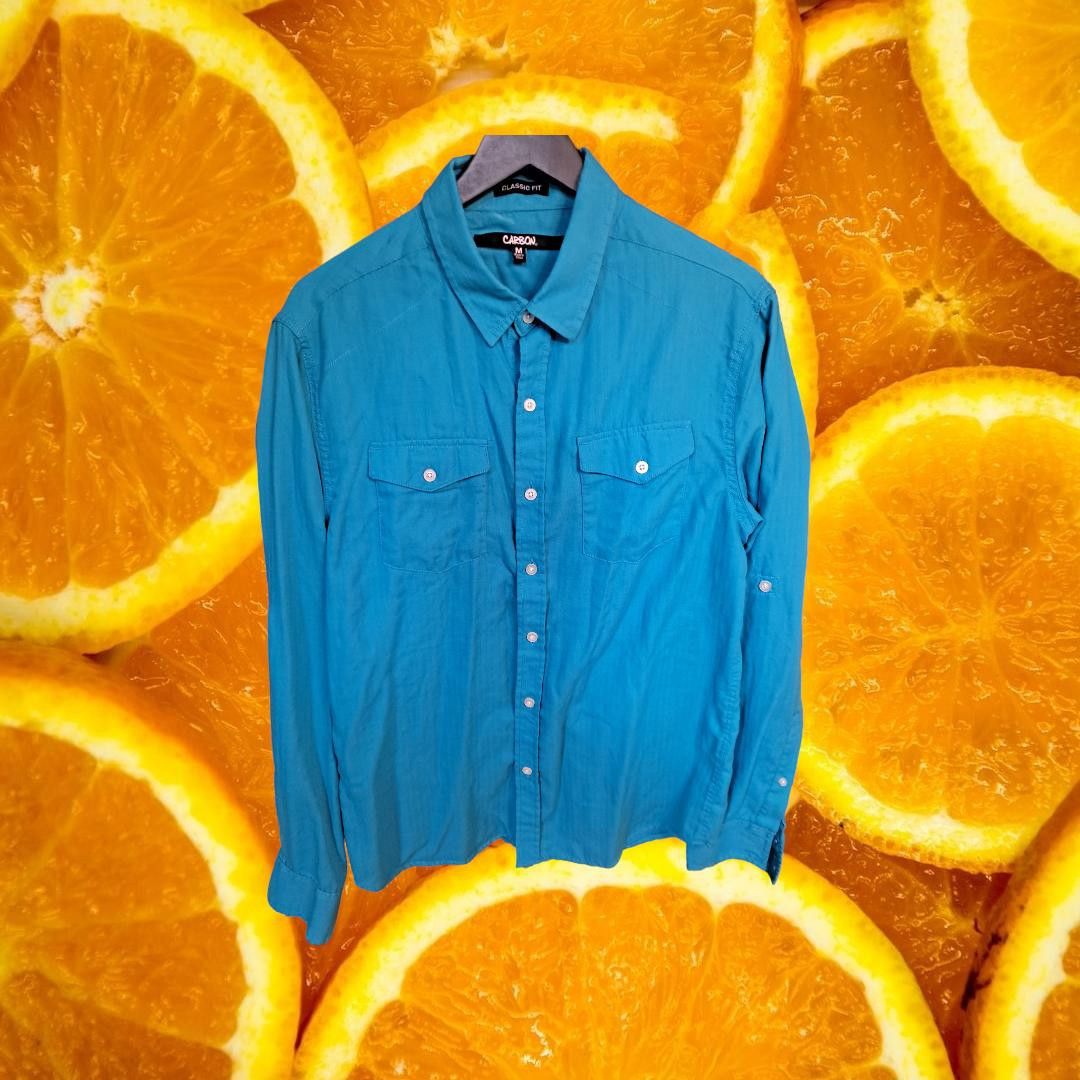 Carbon Carbon Classic Fit Blue Button Up Shirt Size Medium Size US M / EU 48-50 / 2 - 1 Thumbnail
