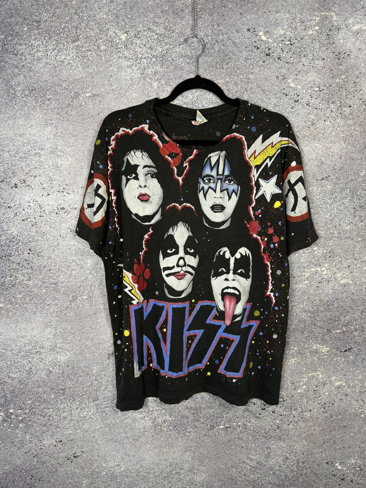 1992 Vintage KISS T-Shirt Faces AOP Hanes Winterland Concert