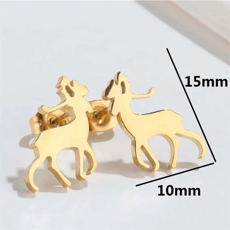 Jewelry Christmas Deer Stud Earrings Charm Earring Gift Size ONE SIZE - 2 Thumbnail