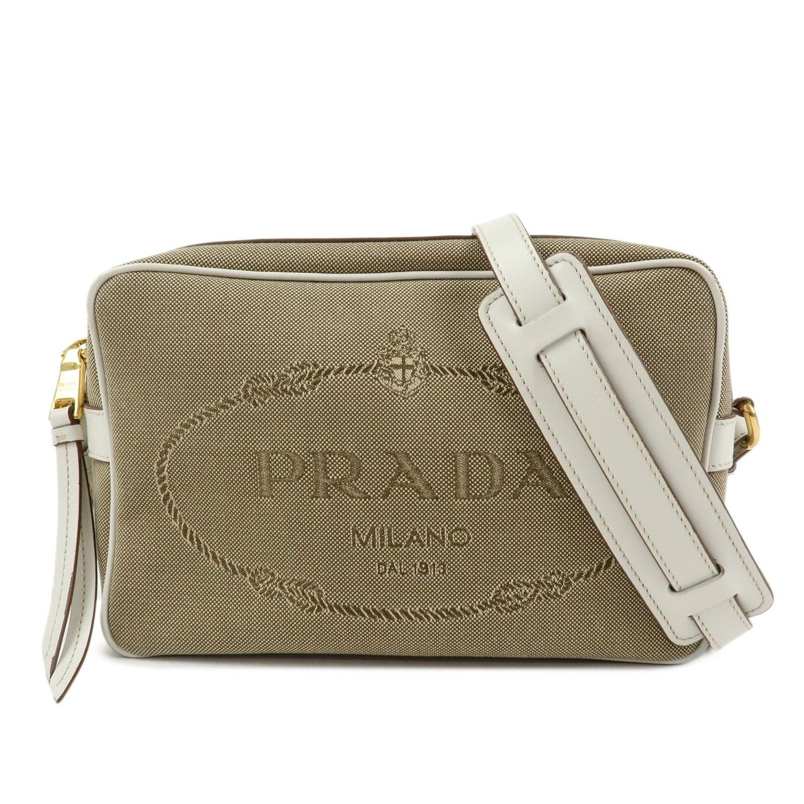 Prada Prada Logo Jacquard Shoulder Bag Tan Size ONE SIZE - 1 Thumbnail