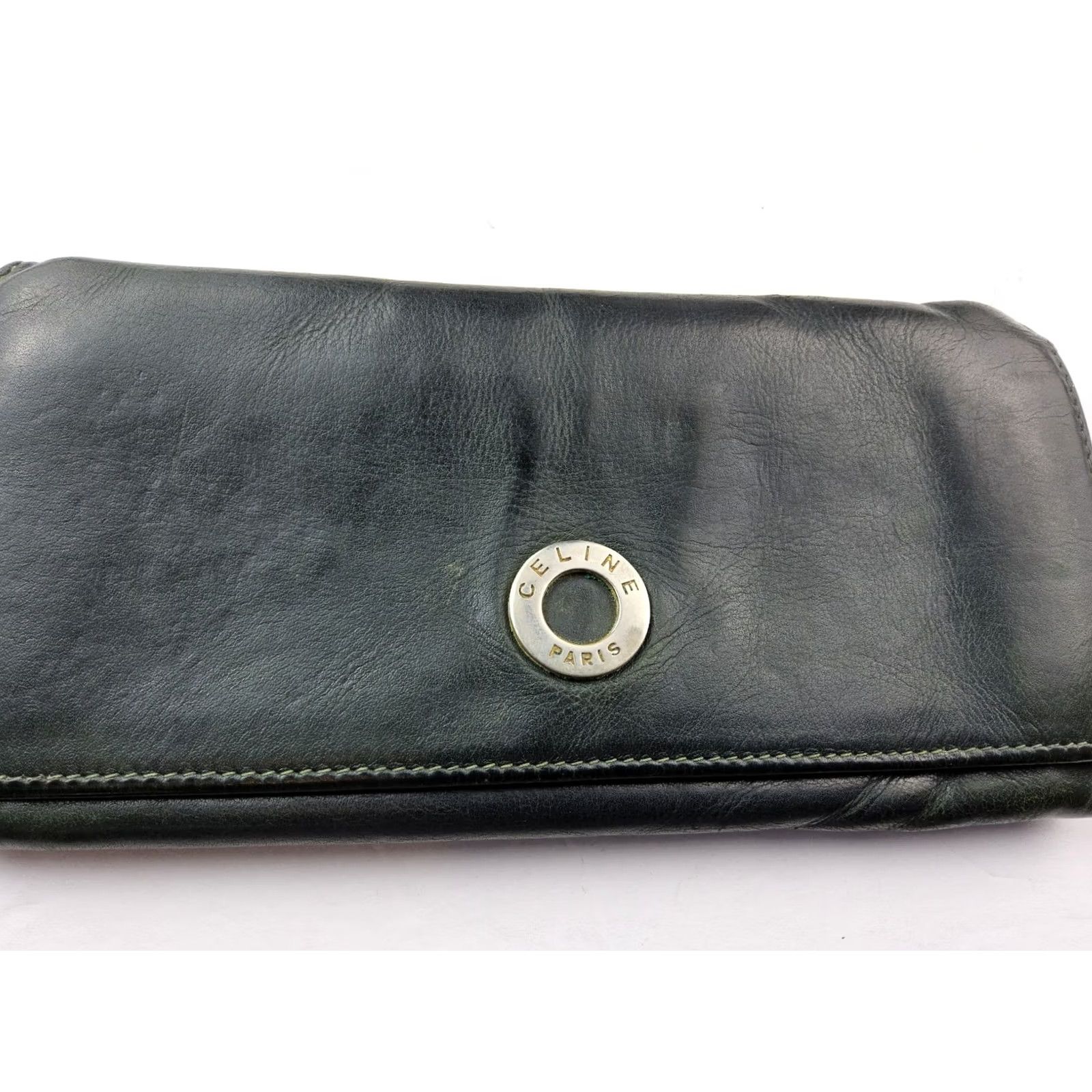 Celine CELINE Leather Accordion Wallet - Green - 7.25x3.5" - Womens - Pre-Owned Size ONE SIZE - 2 Thumbnail