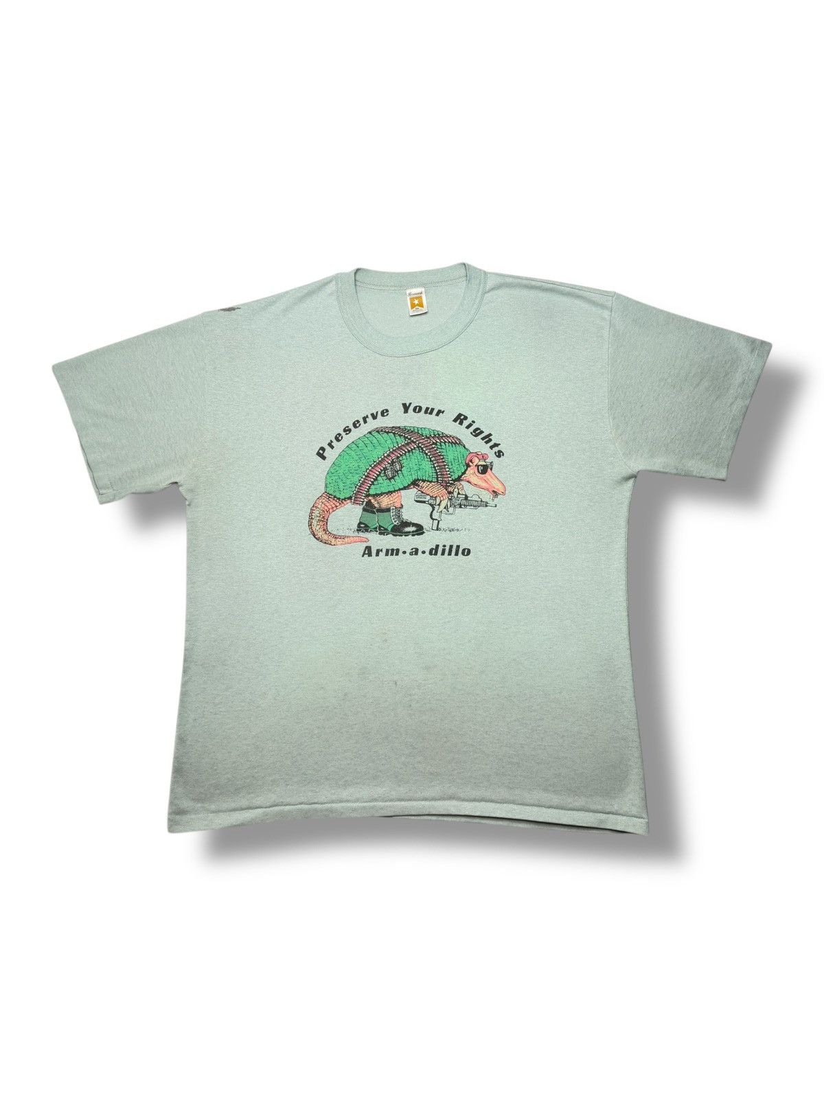 Vintage Vintage Faded Mint Green 80's Armadillo Gun Political Shirt Size US XXL / EU 58 / 5 - 1 Thumbnail