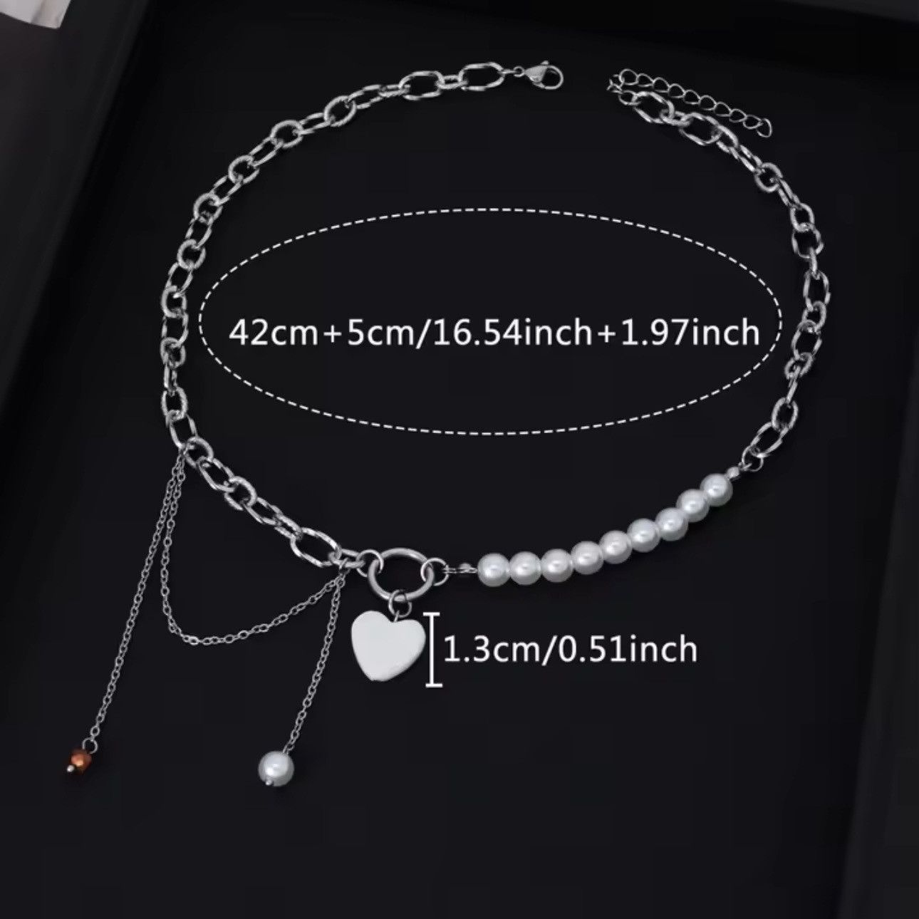 Macys New- Pendant Pearl Stainless Steel Chain Necklace Size ONE SIZE - 2 Thumbnail