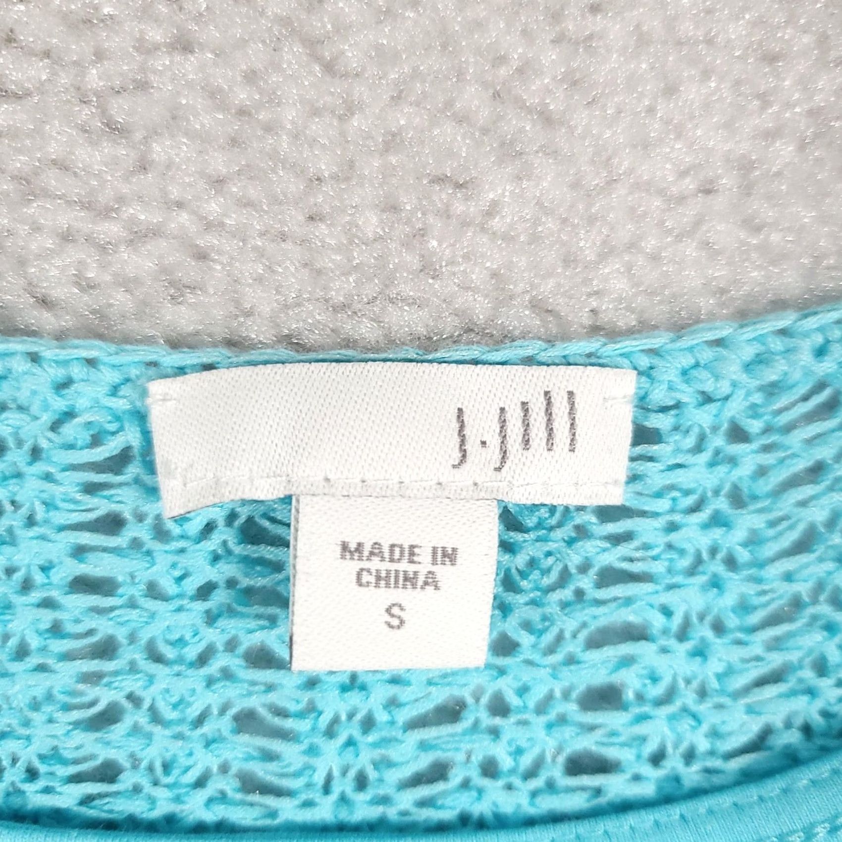 J. Jill J. Jill Sweater Womens Small Blue Crochet Knit Pullover Tank Layered Tunic Top V-Neck 3/4 Sleeve Lightweight All Seasons Size S / US 4 / IT 40 - 6 Thumbnail