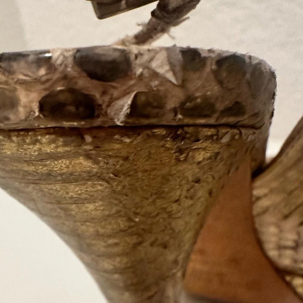 Jimmy Choo Jimmy Choo Nova Gold Snakeskin Leather Platform Slingback 36 Size US 5 / IT 35 - 6 Thumbnail