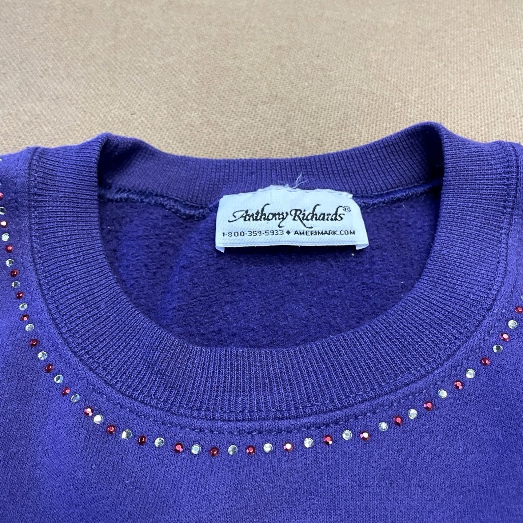Vintage VINTAGE Purple Sweatshirt Womens Large Lady Crewneck Rhinestone Red Hat Ladies Size L / US 10 / IT 46 - 8 Thumbnail