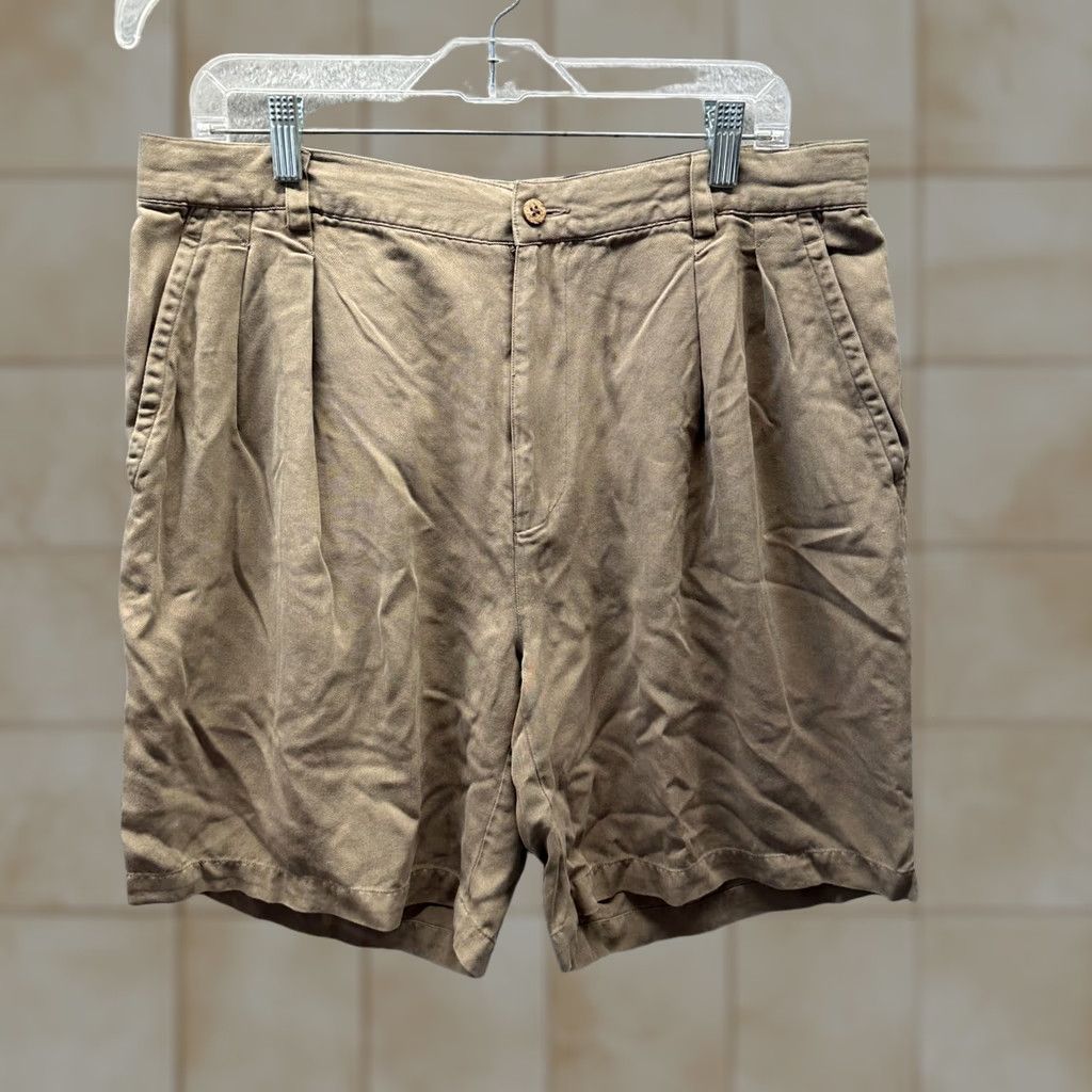 Tommy Bahama VINTAGE Tommy Bahama Shorts 36 Brown Silk Pleated Mens Casual Chino" Size US 36 / EU 52 - 1 Thumbnail