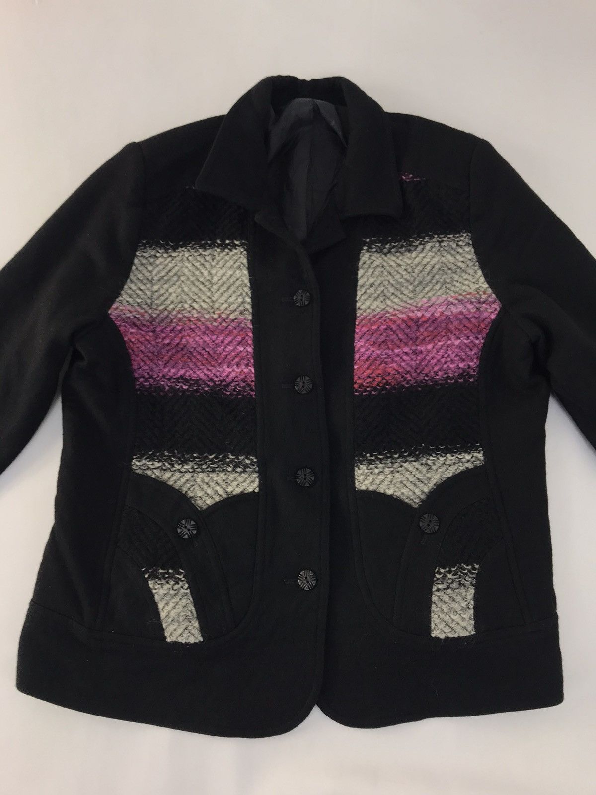 Vintage 90s Japanese Brand Coat Full Button Multicolour Design Size M / US 6-8 / IT 42-44 - 3 Thumbnail